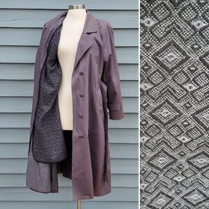 Vintage 90s y2k London Fog Smokey Gray Purple Belted Insulated Trench Coat 12